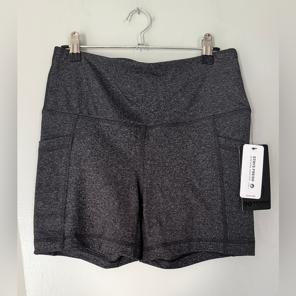 NWT 90 Degree By Reflex Women's Charcoal Bike Shorts - Picture 1 of 4
